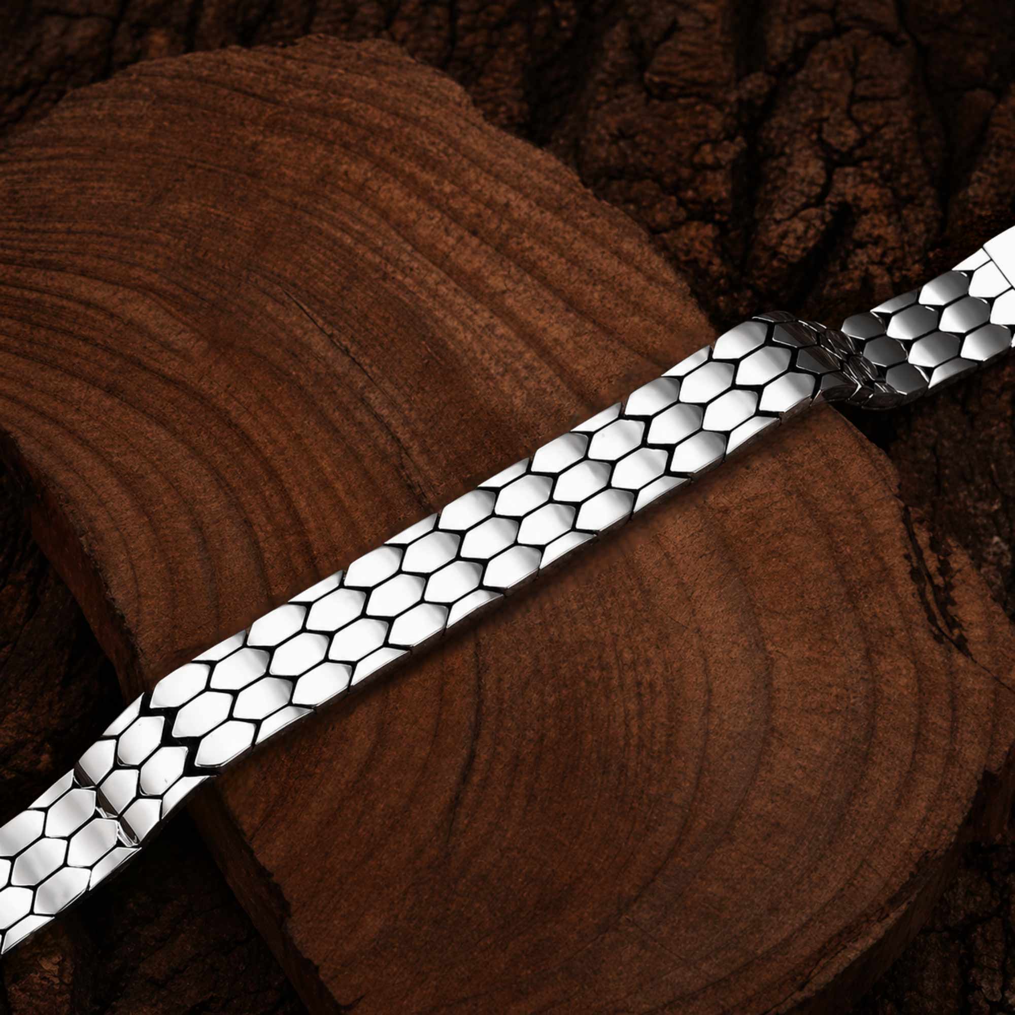 Ruvo - Hexagonal Link Silver Bracelet