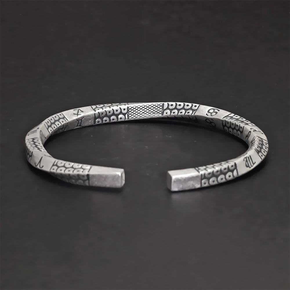 Turin - Pulsera Rígida de plata con motivos zodiacales