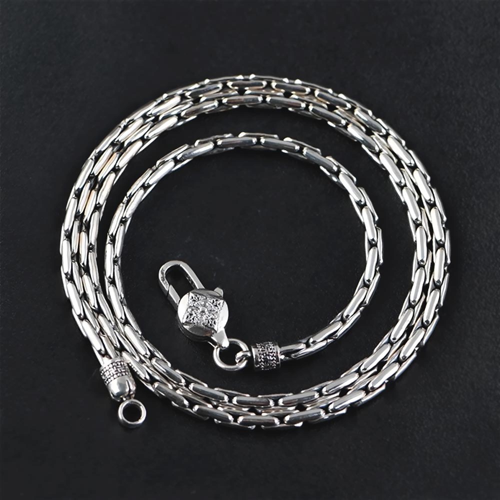 Alfo - Collar de cadena de plata de bambú