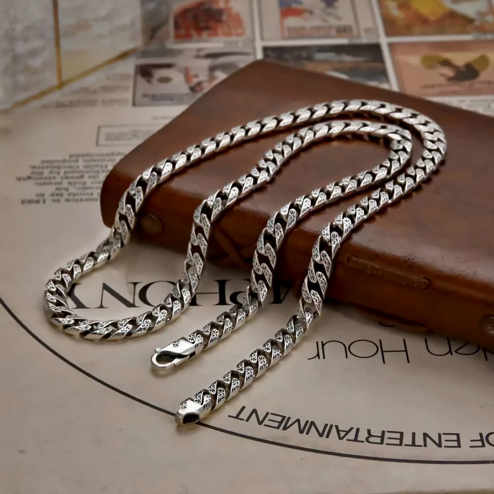 Fulda - Collar de cadena de plata con patrón bordado