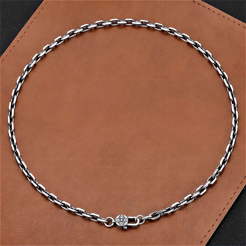 Buy Sterling Silver Necklace, Sterling Silver Chain, Silver Chain Wholesale Necklace - Cable Flat Oval Chains 3.5 Mm - 20 Inches SKU: 601024-20 Online In India - Foto 6