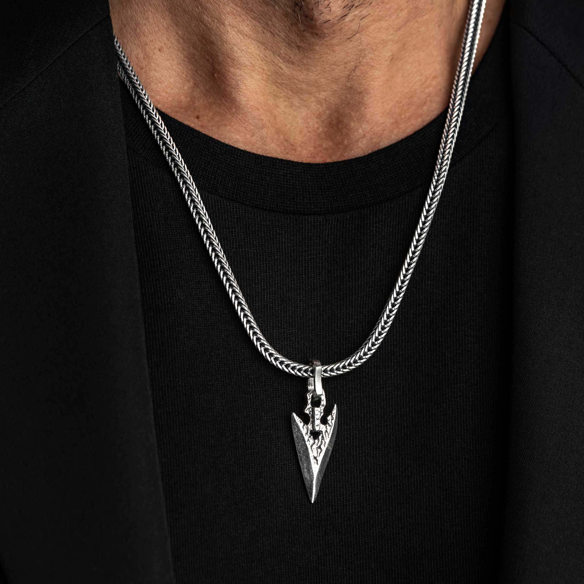 Lyon - Pendentif tête de flèche en argent fait à la main