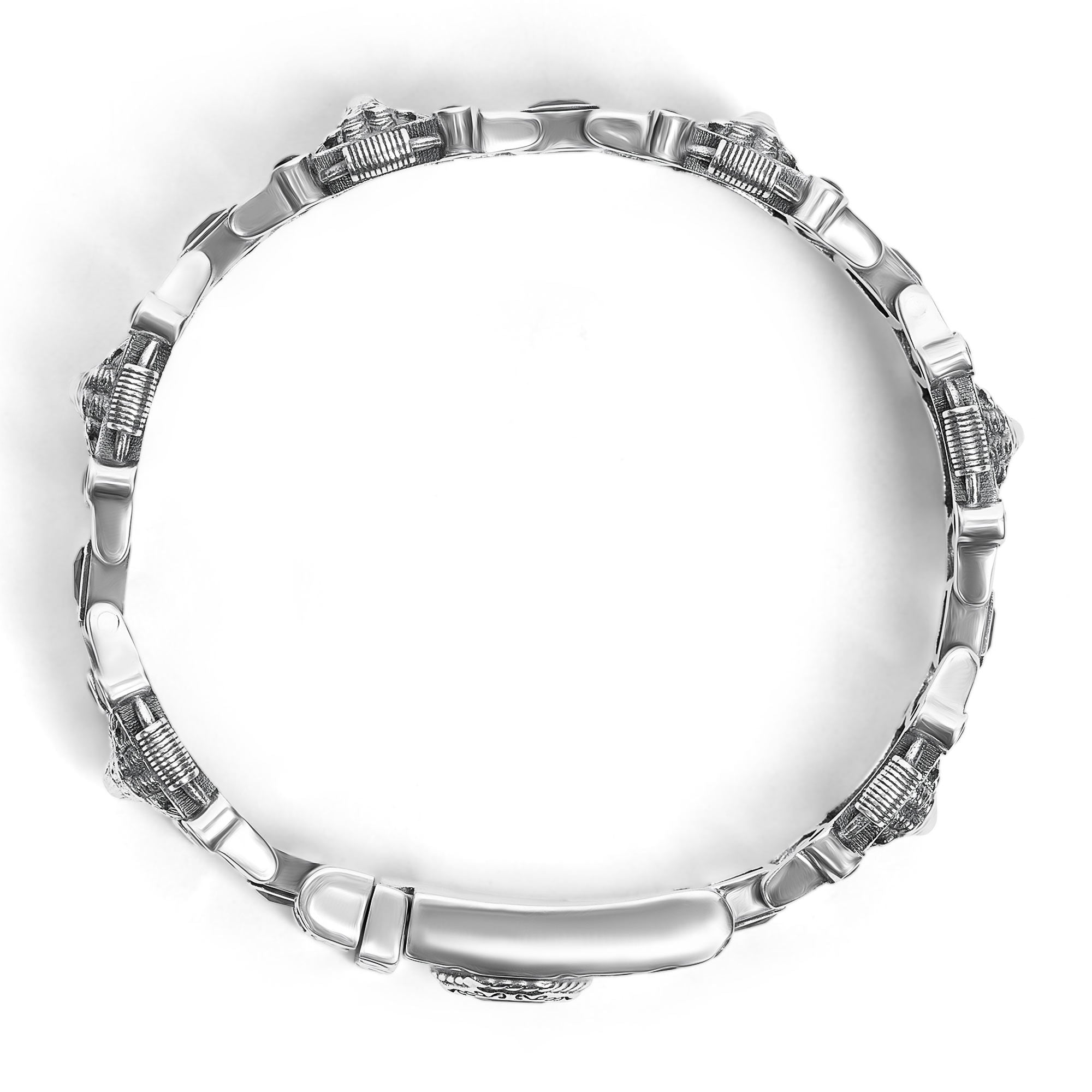 ITALY MADE SILVER925 LEON  BRACELET/シルバー Men's Lion Bracelet - 925 Sterling Silver, Blue Stone