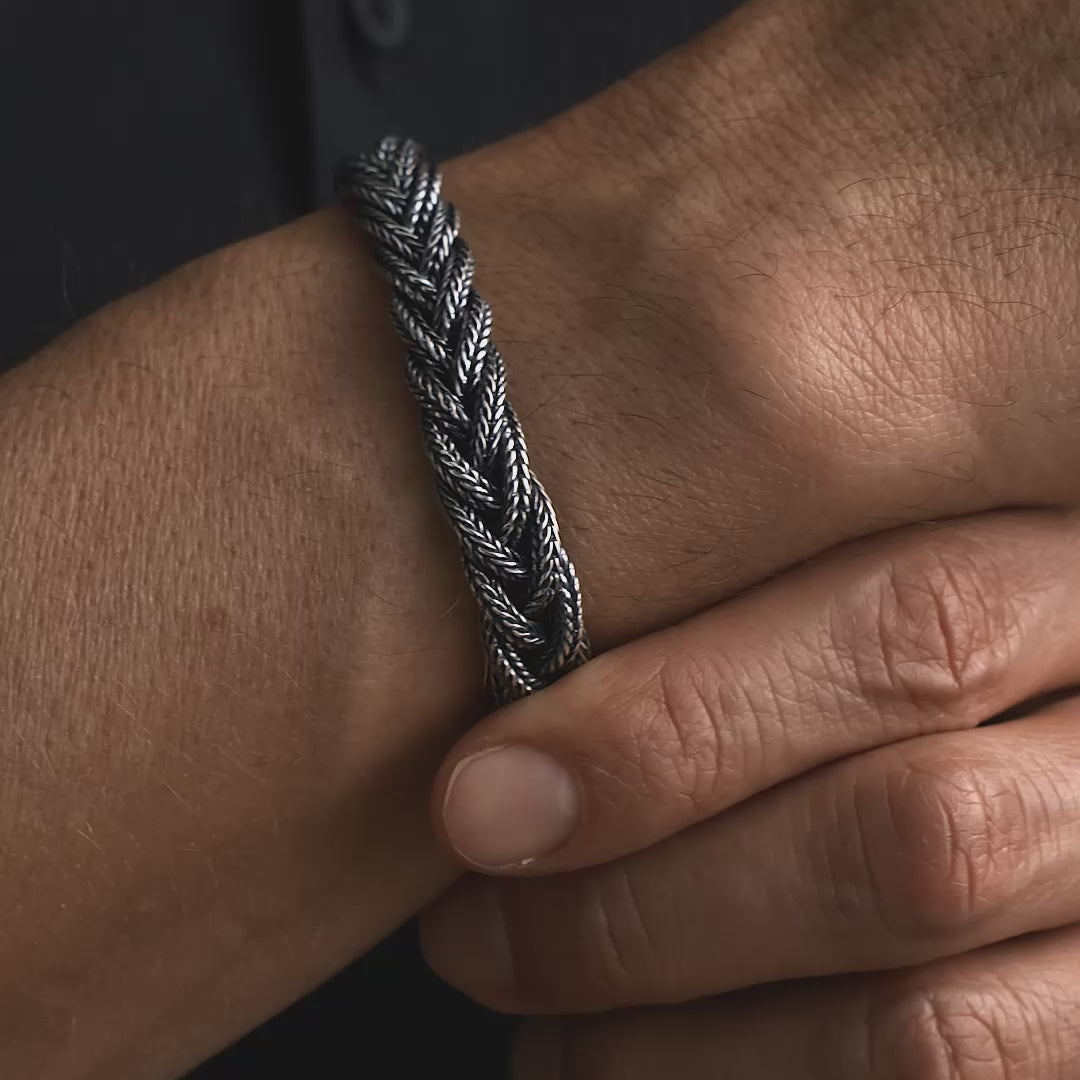 Men's 925 Sterling Silver Foxtail Bracelet – Handwoven | Ronatelli