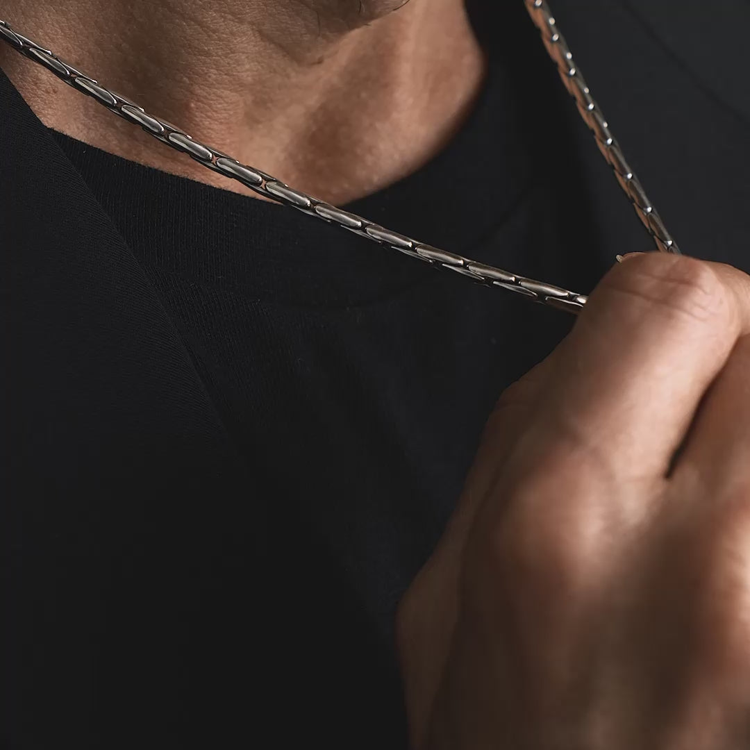 Men's Bamboo Chain Necklace - 925 Sterling Silver, 3MM