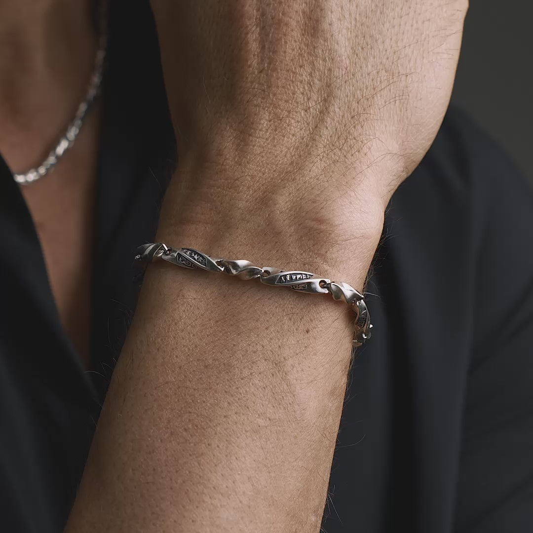 S925 Silver Handmade Retro Bracelet For Men - Krun