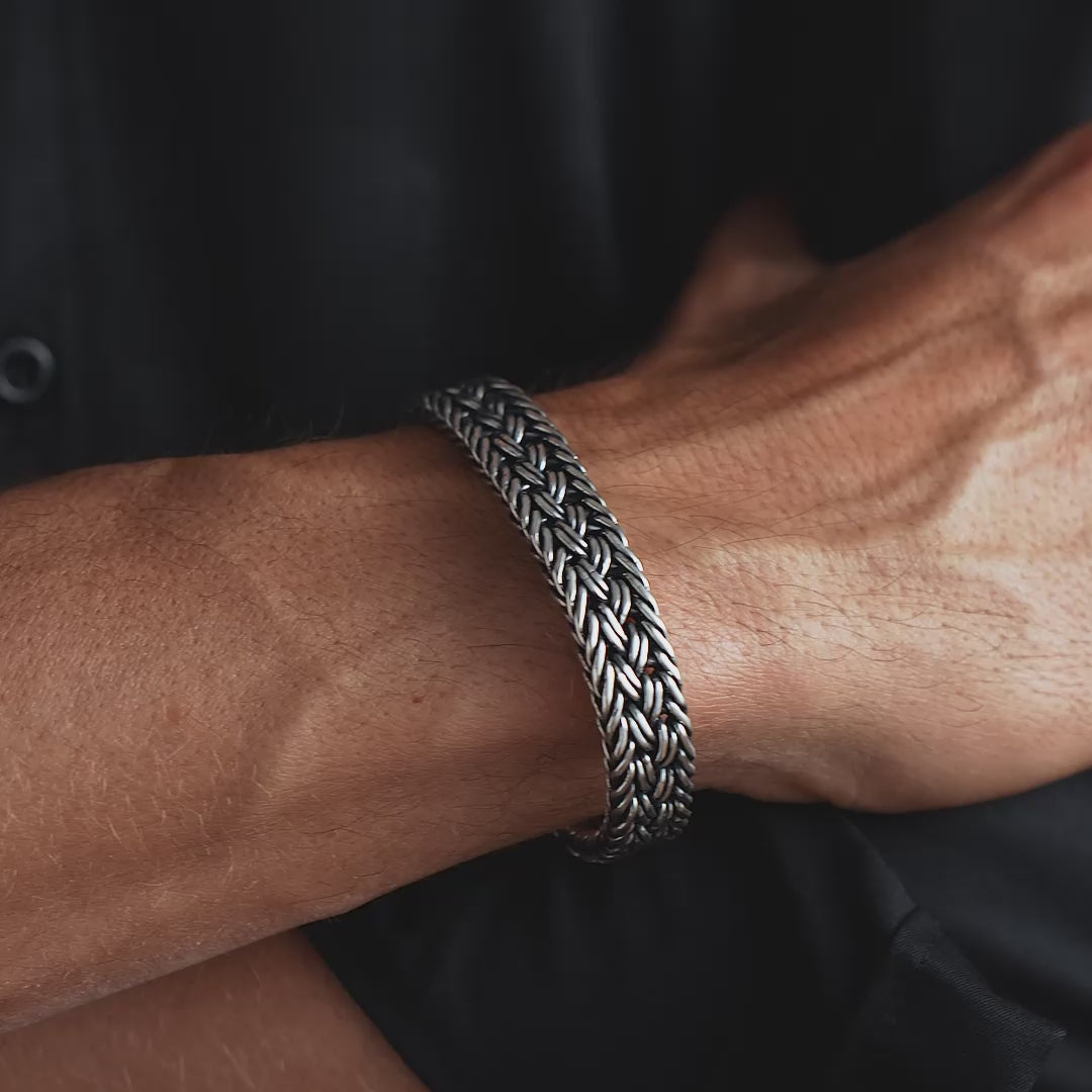 Men's 925 Sterling Silver Braided Bracelet – Wide Handmade | Ronatelli